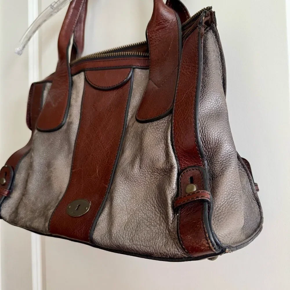 Fossil Brown and Silver Satchel